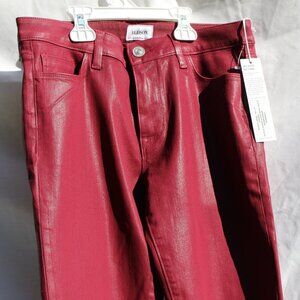 HUDSON Natalie Bordeaux Coated Mid Rise Super Skinny Ankle Jeans NWT